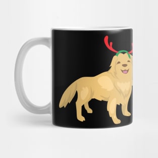 Christmas golden retriever with reindeer Mug